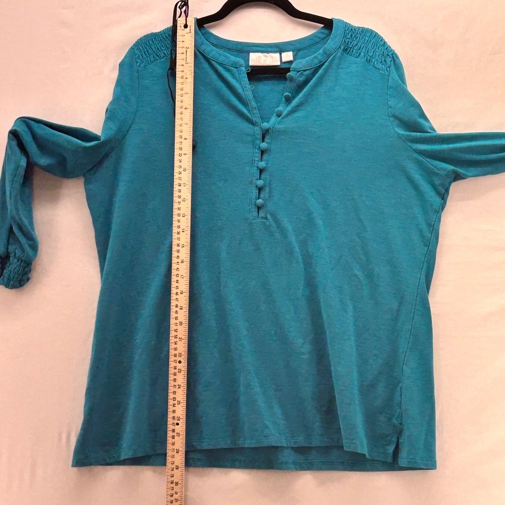 Belle by Kim‎ Gravel Tunic Top Teal 1X - Picture 11 of 13